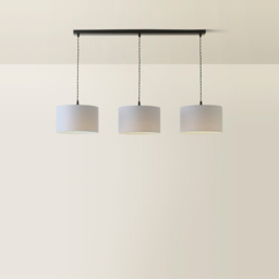 ValueLights Reni Grey Drum Shade 3 Drop Bar Matte Black Diner LED Ceiling Light - Size: 123.5 x 98 x 25cm - Wilko - thumbnail 6