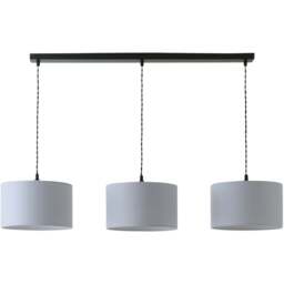 ValueLights Reni Grey Drum Shade 3 Drop Bar Matte Black Diner LED Ceiling Light - Size: 123.5 x 98 x 25cm - Wilko - thumbnail 1