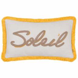 furn. Yellow Soleil Embroidered Polyester Filled Cushion 30 x 50cm - Wilko