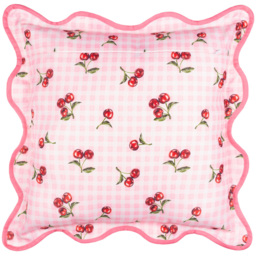 Furn Fruits Pink Cherries Gingham Check Cushion 45 x 45cm - Wilko - thumbnail 1