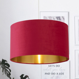 Lighting Collection Burgundy Gold Inner Velvet Drum Shade 45cm - Size: 26 x 45 x 45cm - Red - Wilko - thumbnail 3