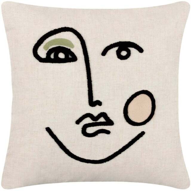 furn. Cleo Pink Green Linear Woven Cushion - Size: 45 x 45cm - Multi - Wilko - image 1