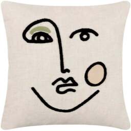furn. Cleo Pink Green Linear Woven Cushion - Size: 45 x 45cm - Multi - Wilko