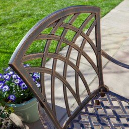Home Source Aspen 2 Seater Brown Aluminium Lattice Patio Bistro Set - Wilko - thumbnail 5