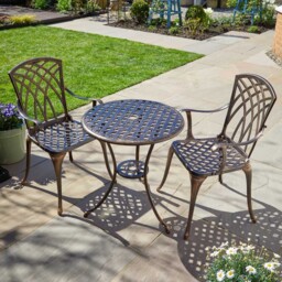 Home Source Aspen 2 Seater Brown Aluminium Lattice Patio Bistro Set - Wilko