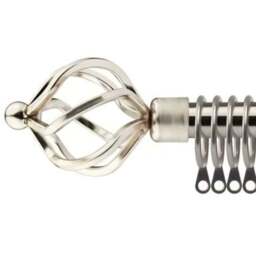 New Edge Blinds 160-300cm Extendable Brushed Silver Cage Metal Curtain Pole - Size: 160 - 300cm - Wilko - thumbnail 1