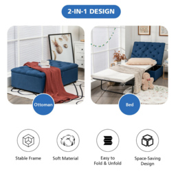 Costway Single Sleeper Blue Convertible Sofa Bed with Mattress - Wilko - thumbnail 5