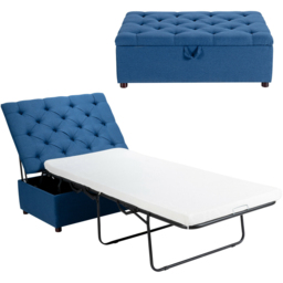 Costway Single Sleeper Blue Convertible Sofa Bed with Mattress - Wilko - thumbnail 3