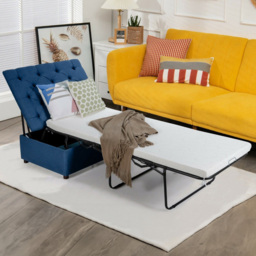 Costway Single Sleeper Blue Convertible Sofa Bed with Mattress - Wilko - thumbnail 1
