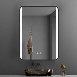 Living and Home Black Frame LED Bathroom Vanity Mirror 50 x 70cm - Size: 70 x 50cm - Wilko - thumbnail 3