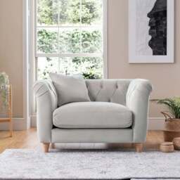 Elsie Chesterfield 5 Seater Chalk Plush Velvet Sofa Suite - Grey - Wilko - thumbnail 7