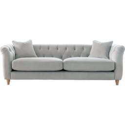 Elsie Chesterfield 5 Seater Chalk Plush Velvet Sofa Suite - Grey - Wilko - thumbnail 4
