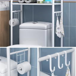 Living and Home 3-Tier Black Metal Over Toilet Bathroom Storage Rack - Size: 26 x 50 x 160cm - Wilko - thumbnail 6