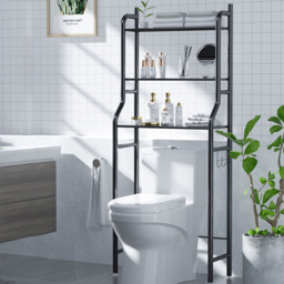 Living and Home 3-Tier Black Metal Over Toilet Bathroom Storage Rack - Size: 26 x 50 x 160cm - Wilko - thumbnail 3