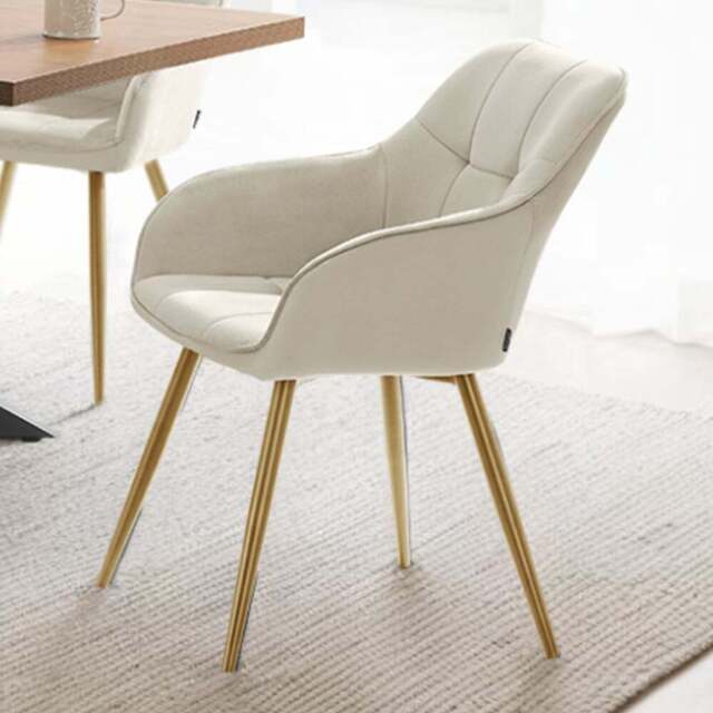 tectake Marilyn Cream and Gold Quilted Velvet Look Chair Set of 4 - Wilko - image 1
