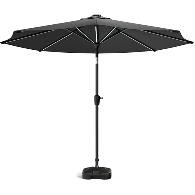 Living and Home Dark Grey Solar LED Crank and Tilt Parasol with Plastic Fillable Base 3m - Wilko - image 1