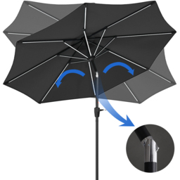 Living and Home Dark Grey Solar LED Crank and Tilt Parasol with Plastic Fillable Base 3m - Wilko - thumbnail 7