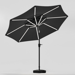 Living and Home Dark Grey Solar LED Crank and Tilt Parasol with Plastic Fillable Base 3m - Wilko - thumbnail 5
