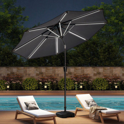Living and Home Dark Grey Solar LED Crank and Tilt Parasol with Plastic Fillable Base 3m - Wilko - thumbnail 3