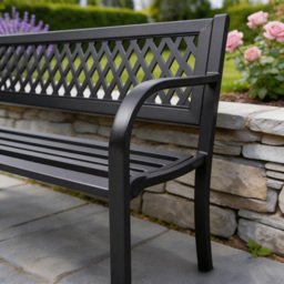 Home Source Lara 2 Seater Black Metal Garden Bench - Wilko - thumbnail 6