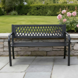 Home Source Lara 2 Seater Black Metal Garden Bench - Wilko - thumbnail 5