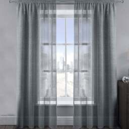 Velosso Alessandria Charcoal Shimmer Voile Panel Curtain 137 x 137cm - Size: W 137 x D 137cm - Grey - Wilko