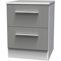 Crowndale Contrast 2 Drawer Dusk Grey and White Compact Bedside Cabinet Ready Assembled - Dusk Grey & White - Wilko - thumbnail 4