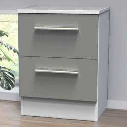 Crowndale Contrast 2 Drawer Dusk Grey and White Compact Bedside Cabinet Ready Assembled - Dusk Grey & White - Wilko - thumbnail 1