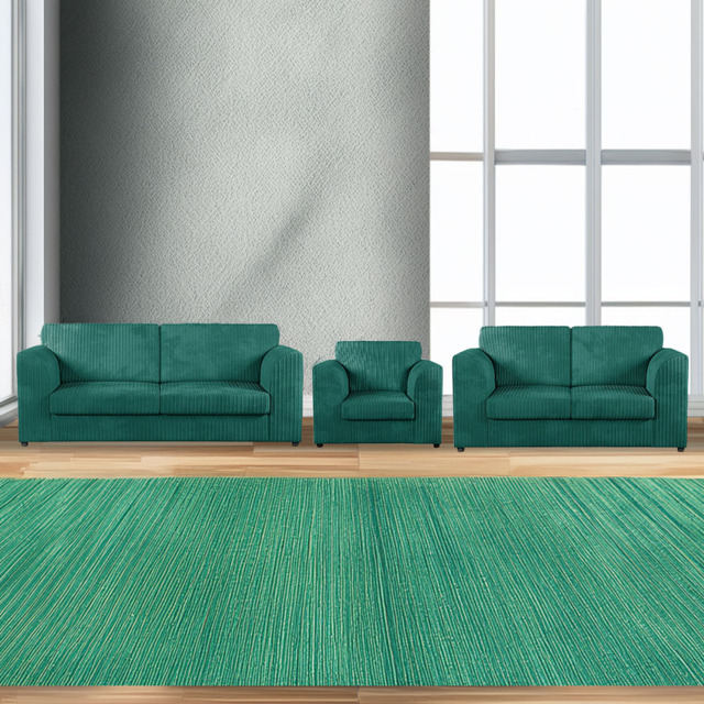 Luxor 6 Seater Teal Jumbo Cord Sofa Suite with Full Back - Green - Wilko - image 1
