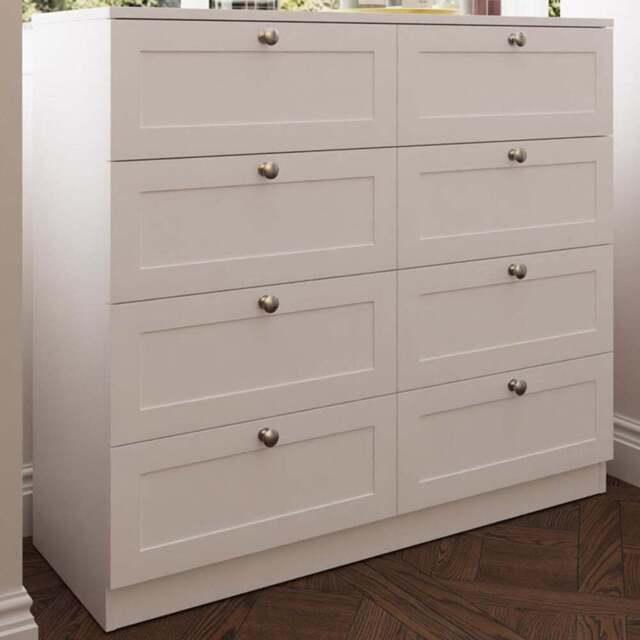 FWStyle Artus 8 Drawer White Panelled Chest of Drawers - Wilko - image 1