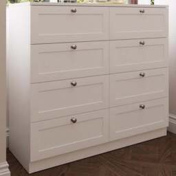 FWStyle Artus 8 Drawer White Panelled Chest of Drawers - Wilko - thumbnail 1