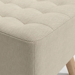 Living and Home Beige Linen Fabric Padded Wooden Leg Footstool - Size: 40 x 39.5 x 39.5cm - Cream - Wilko - thumbnail 5