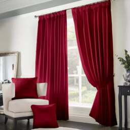 Alan Symonds Madison Red Taped Top Curtains 117 x 137cm - Size: W 117 x D 137cm - Wilko