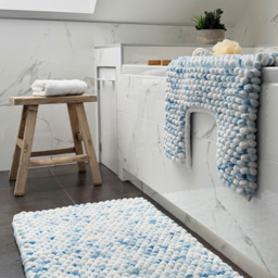 Allure Bath Fashions Luxury Marl Chunky Bobble Blue Pedestal Toilet Mat 50 x 50cm - Size: 50 x 50 x 1cm - Wilko - thumbnail 3