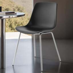 tectake Mave Set of 2 Black and Chrome Ergonomic High Backrest Dining Chair - Wilko