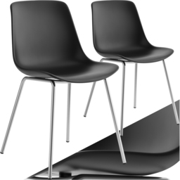 tectake Mave Set of 2 Black and Chrome Ergonomic High Backrest Dining Chair - Wilko - thumbnail 3