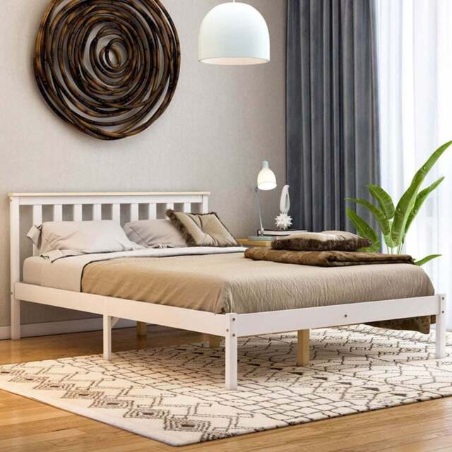 Vida Designs Milan Double White and Pine Low Foot Wooden Bed Frame - Wilko - image 1