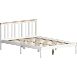 Vida Designs Milan Double White and Pine Low Foot Wooden Bed Frame - Wilko - thumbnail 3