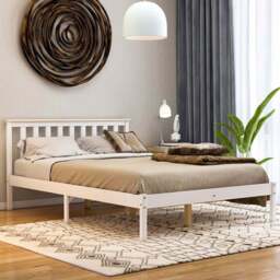 Vida Designs Milan Double White and Pine Low Foot Wooden Bed Frame - Wilko - thumbnail 1