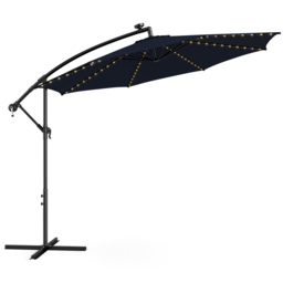 Costway Navy Solar Powered LED Patio Offset Umbrella 3.3m - Size: 303 x 303 x 243.5cm - Brown - Wilko