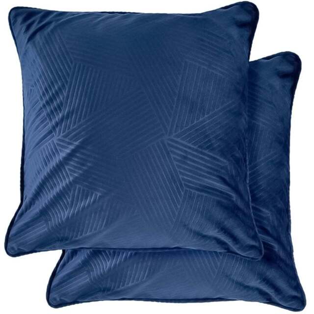 Serene Deco Navy Soft Velvet Geometric Cushion Cover - Size: 43 x 43cm - Blue - Wilko - image 1