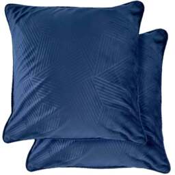 Serene Deco Navy Soft Velvet Geometric Cushion Cover - Size: 43 x 43cm - Blue - Wilko