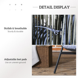 Outsunny Grey Rattan Leisure Egg Chair with Cushion - Size: 143 x 75 x 89cm - Wilko - thumbnail 7