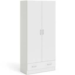 Florence Space Single Drawer 2 Door White Wardrobe - Size: 2 Door, Single Drawer - Furniture To Go - Wilko - thumbnail 3