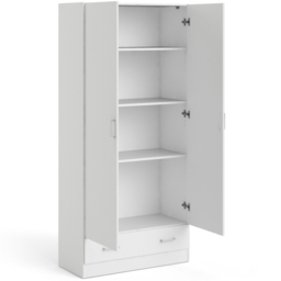 Florence Space Single Drawer 2 Door White Wardrobe - Size: 2 Door, Single Drawer - Furniture To Go - Wilko - thumbnail 5