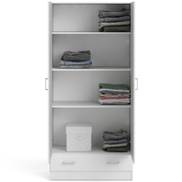 Florence Space Single Drawer 2 Door White Wardrobe - Size: 2 Door, Single Drawer - Furniture To Go - Wilko - thumbnail 6