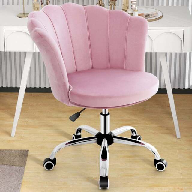 Costway Pink Velvet Adjustable Office Chair - Size: 70 x 63 x 48cm - Wilko - image 1
