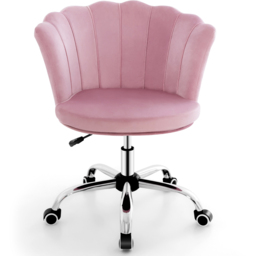 Costway Pink Velvet Adjustable Office Chair - Size: 70 x 63 x 48cm - Wilko - thumbnail 3
