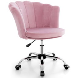 Costway Pink Velvet Adjustable Office Chair - Size: 70 x 63 x 48cm - Wilko - thumbnail 4