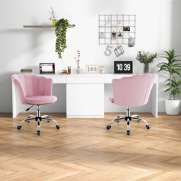 Costway Pink Velvet Adjustable Office Chair - Size: 70 x 63 x 48cm - Wilko - thumbnail 6